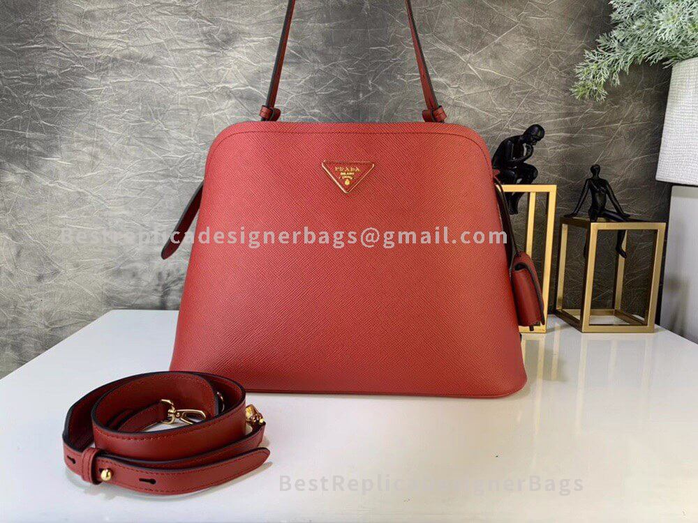Prada Red Saffiano Leather Tote GHW 249